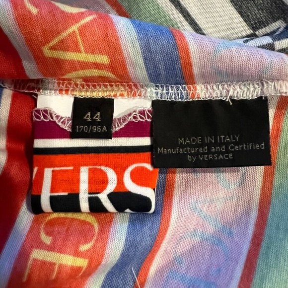 Authentic Versace Multicolor Logo T-Shirt Designer 42 MSRP $695 NEW w/ TAGS - Picture 9 of 10